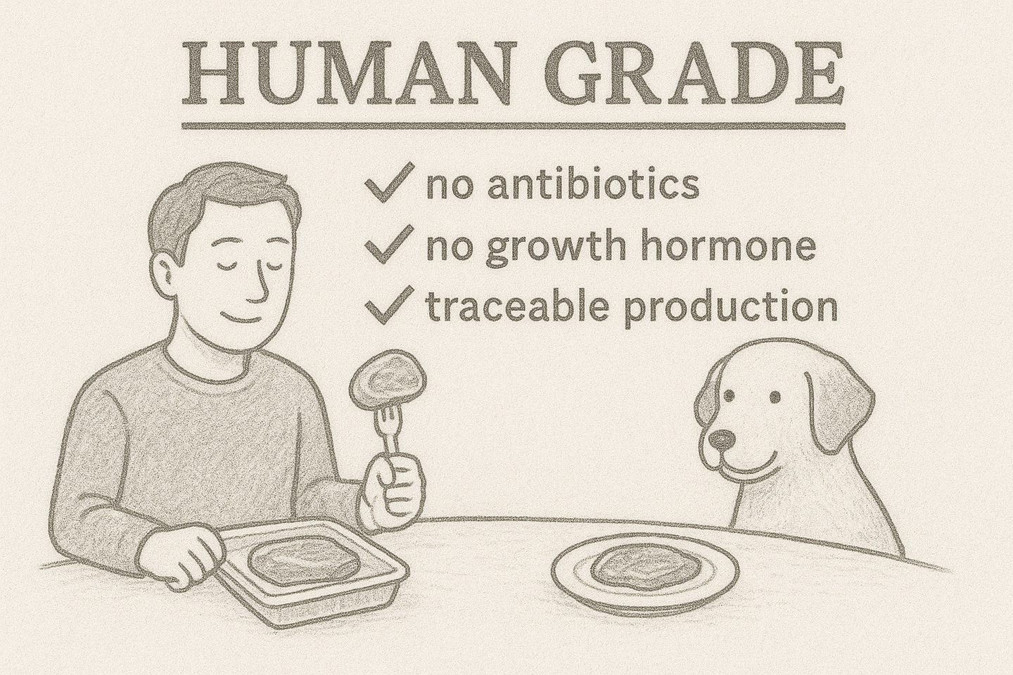 ヒューマングレードのお肉を食べるイメージ画像